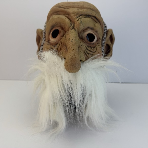 VTG 2002 The Paper Magic Group Halloween Rubber Mask Old Man Wizard Long Beard - Picture 1 of 16